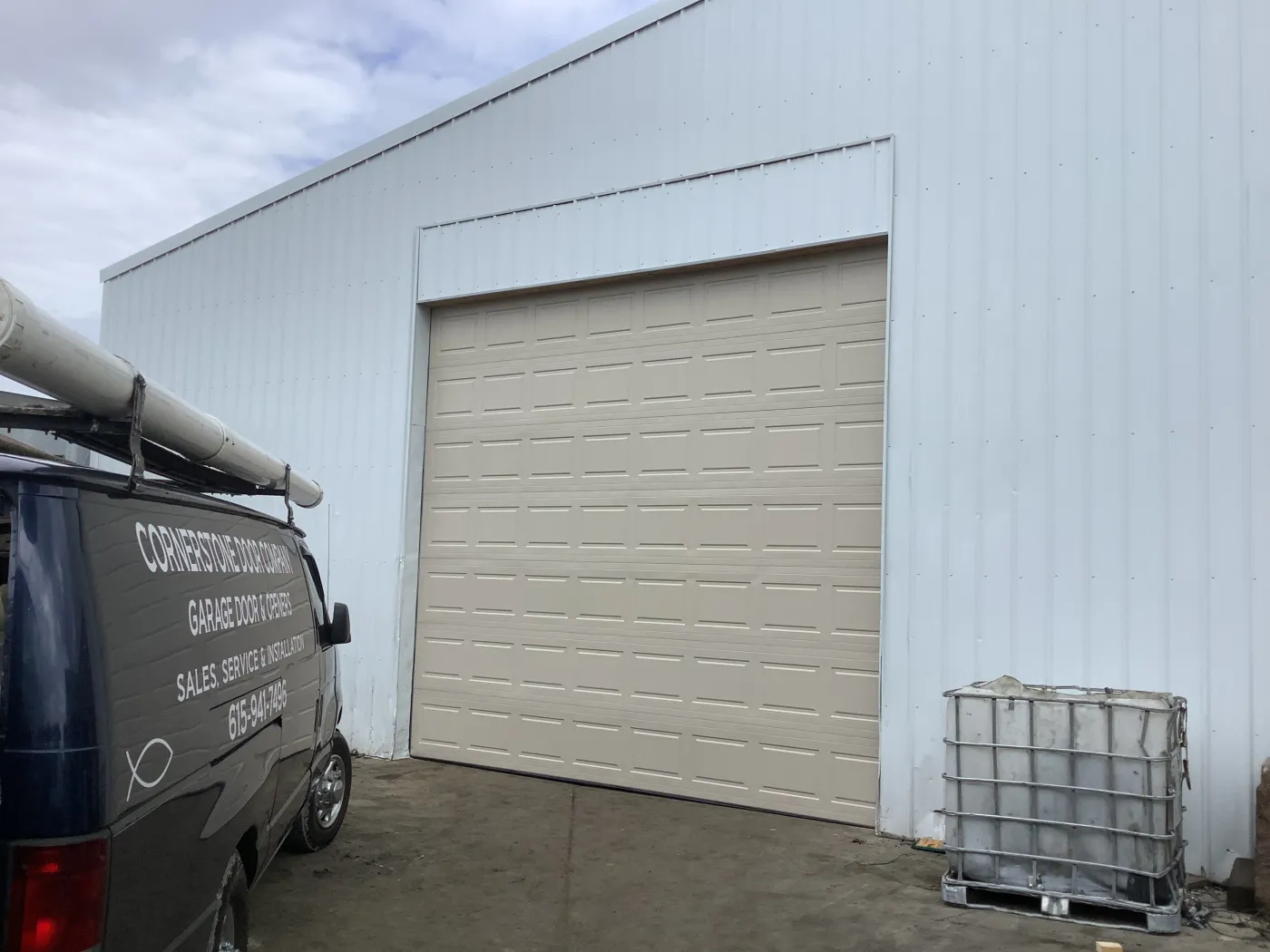 Dad & Daughter garage door project, brentwood tn 16x14 shop traditional pole barn van