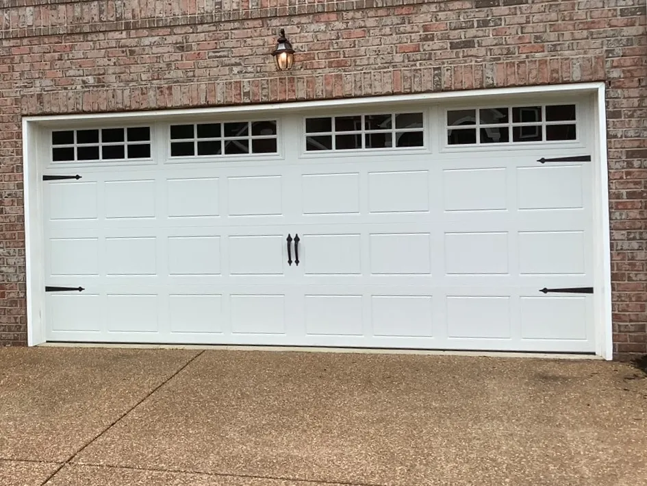 Dad & Daughter garage door project, brentwood tn 16x7 white carriage glass stockbridge deco custom