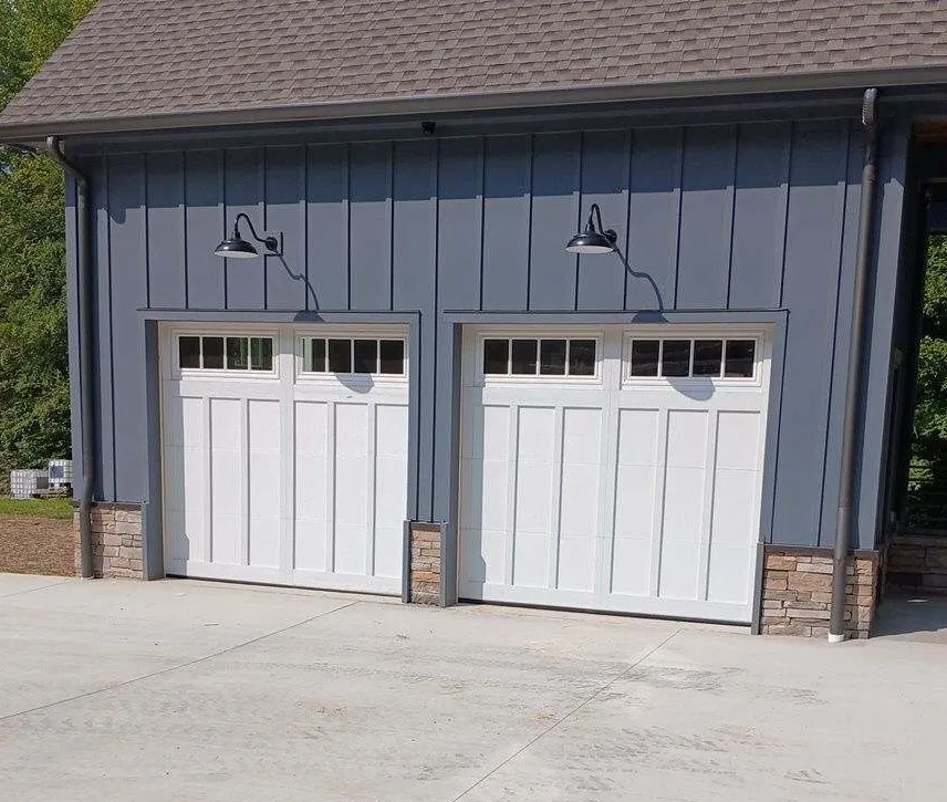 Dad & Daughter garage door project, nashville tn new construction overlay white garage door 9x7 two installation
