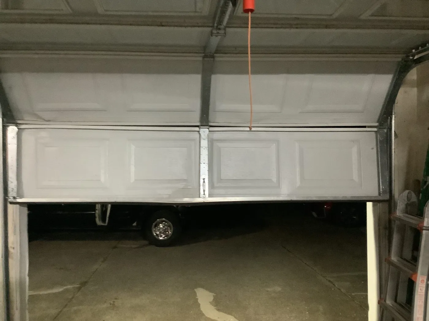 Dad & Daughter garage door project, broken panel single door nolensville tn
