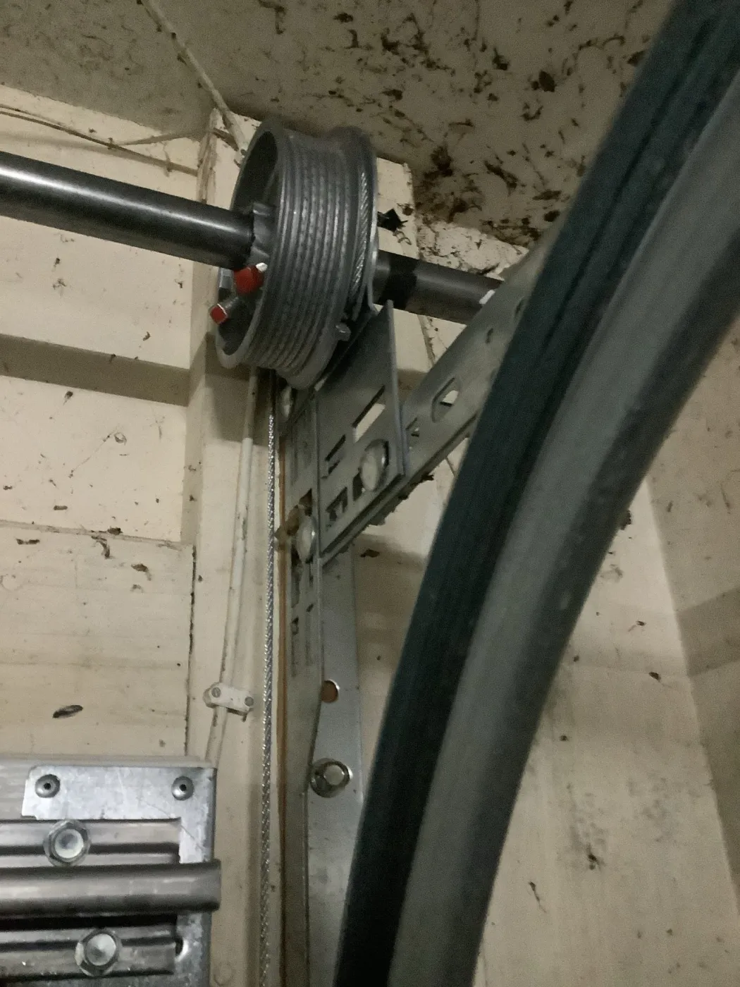 Dad & Daughter garage door project, right side garage door drum with cable nolensville tn