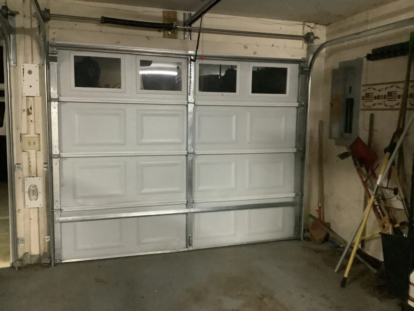Dad & Daughter garage door project, single door non insulated plain glass single torsion spring brentwood tn