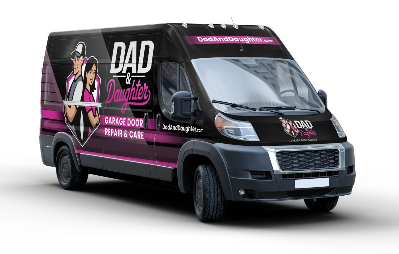 Dad & Daughter service van at a customer home